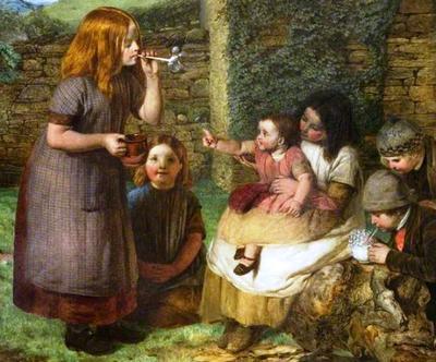 <tt>Bubbles, Cottage Scene with Children by John Dawson Watson</tt>